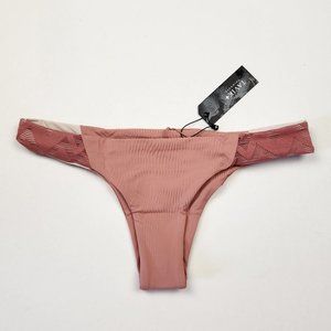NWT Tavik Byrdie Cheeky Bikini Bottoms in Textured Chevron Rose Dawn sz M